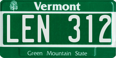 VT license plate LEN312