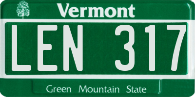 VT license plate LEN317