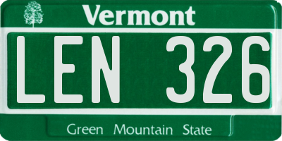 VT license plate LEN326
