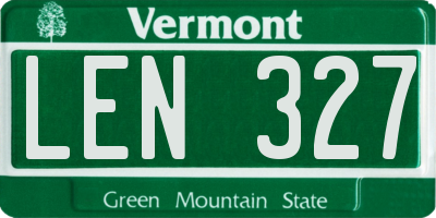 VT license plate LEN327