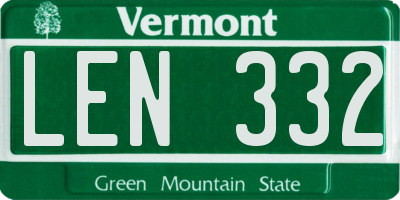 VT license plate LEN332