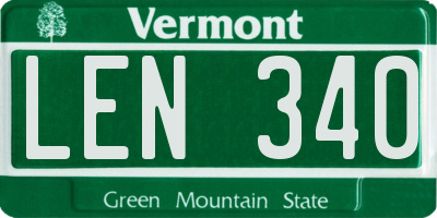 VT license plate LEN340