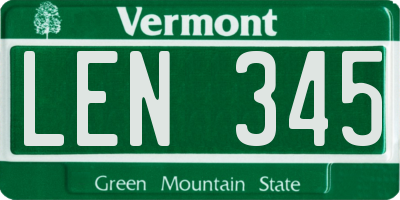 VT license plate LEN345