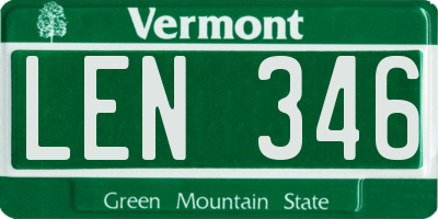 VT license plate LEN346