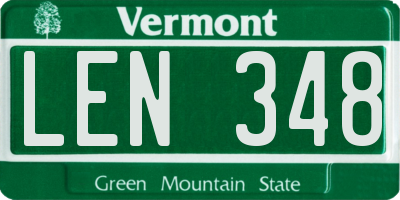 VT license plate LEN348