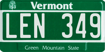 VT license plate LEN349
