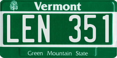 VT license plate LEN351