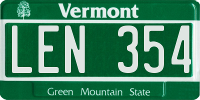 VT license plate LEN354