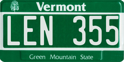 VT license plate LEN355
