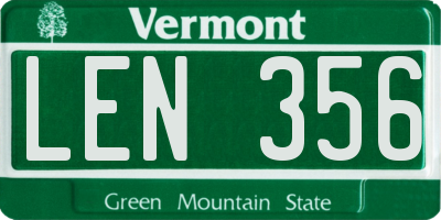 VT license plate LEN356