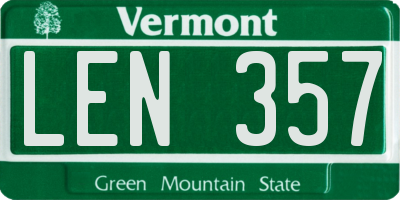 VT license plate LEN357