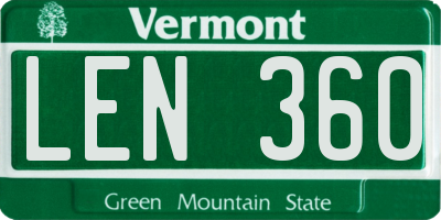 VT license plate LEN360