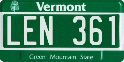 VT license plate LEN361