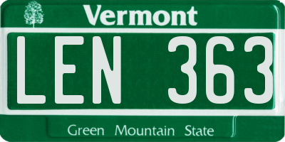 VT license plate LEN363