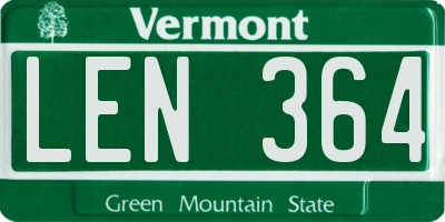 VT license plate LEN364