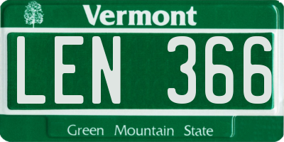 VT license plate LEN366