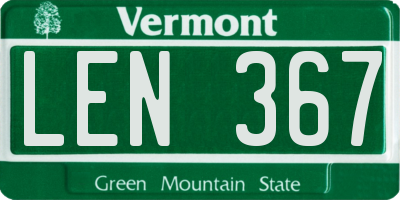 VT license plate LEN367