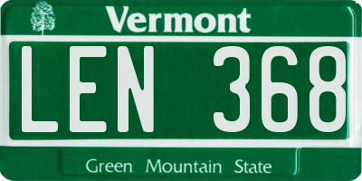 VT license plate LEN368