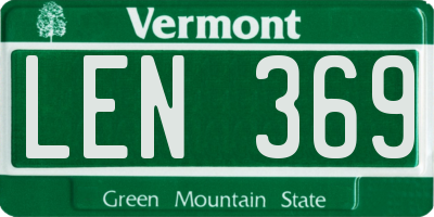 VT license plate LEN369