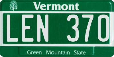 VT license plate LEN370