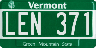 VT license plate LEN371