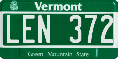 VT license plate LEN372