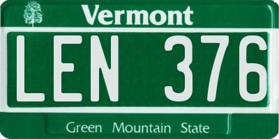 VT license plate LEN376