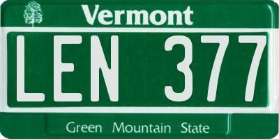 VT license plate LEN377