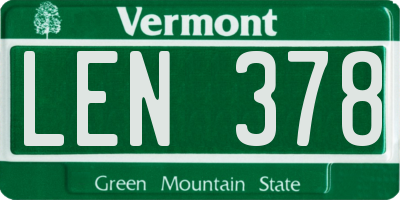 VT license plate LEN378