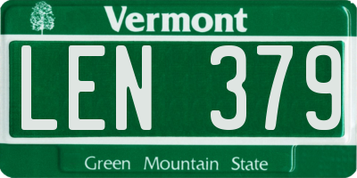 VT license plate LEN379