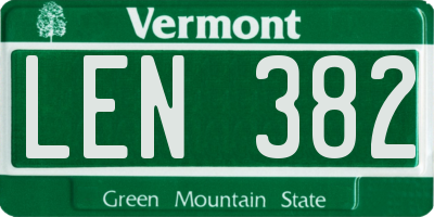 VT license plate LEN382