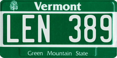 VT license plate LEN389