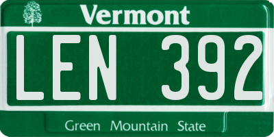 VT license plate LEN392
