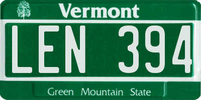 VT license plate LEN394