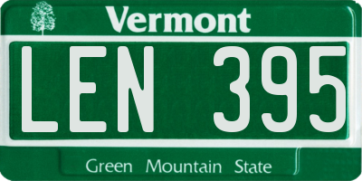 VT license plate LEN395