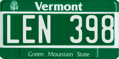 VT license plate LEN398
