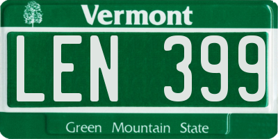 VT license plate LEN399