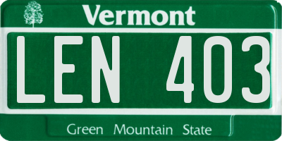 VT license plate LEN403