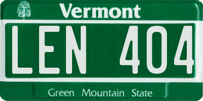 VT license plate LEN404