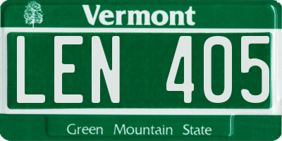 VT license plate LEN405