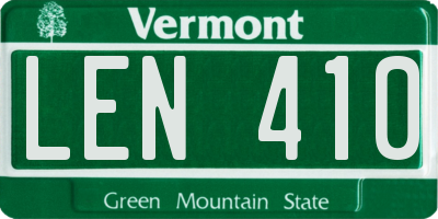VT license plate LEN410