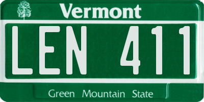 VT license plate LEN411