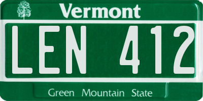 VT license plate LEN412