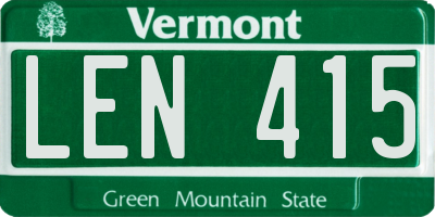 VT license plate LEN415