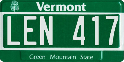 VT license plate LEN417