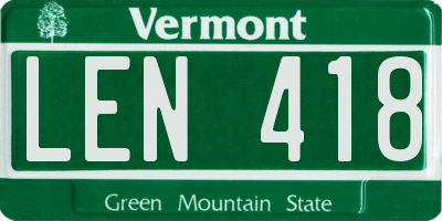 VT license plate LEN418