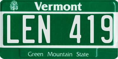 VT license plate LEN419