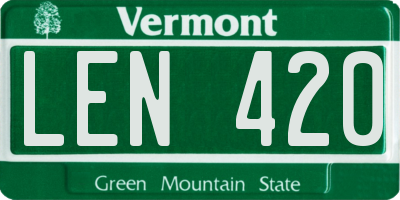 VT license plate LEN420