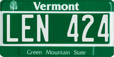 VT license plate LEN424
