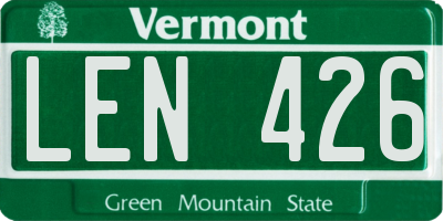 VT license plate LEN426